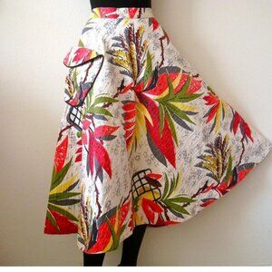 Vintage 1950s Tropical Print Circle Skirt